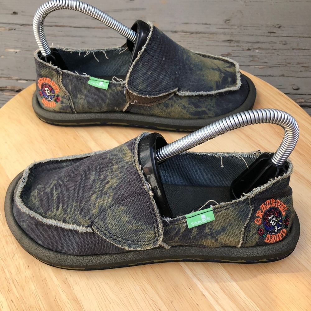 Sanuk Vagabond Slip On Shoes Kids 13 US Olive Tie Dye Grateful Dead 1116203K